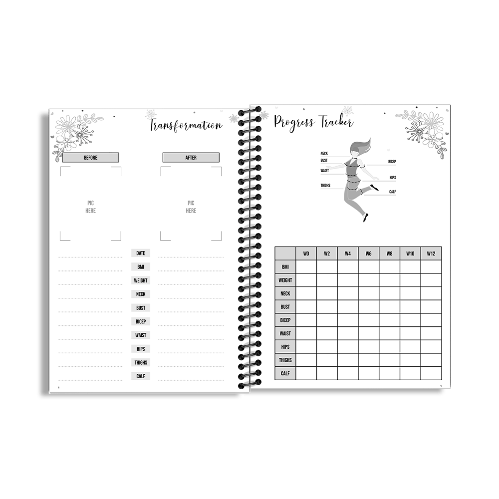 90-Day Fitness Planner and Journal (Blue Vintage) - Image 3