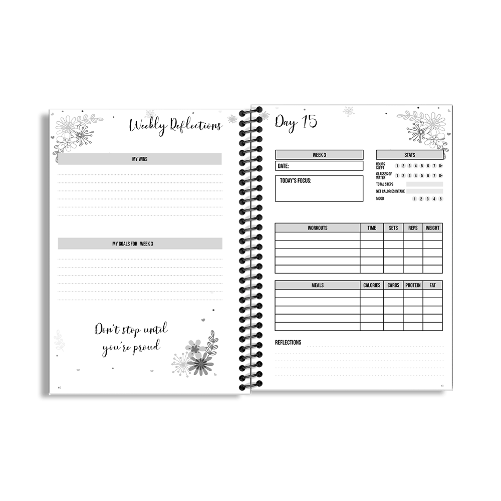 90-Day Fitness Planner and Journal (Blue Vintage) - Image 8