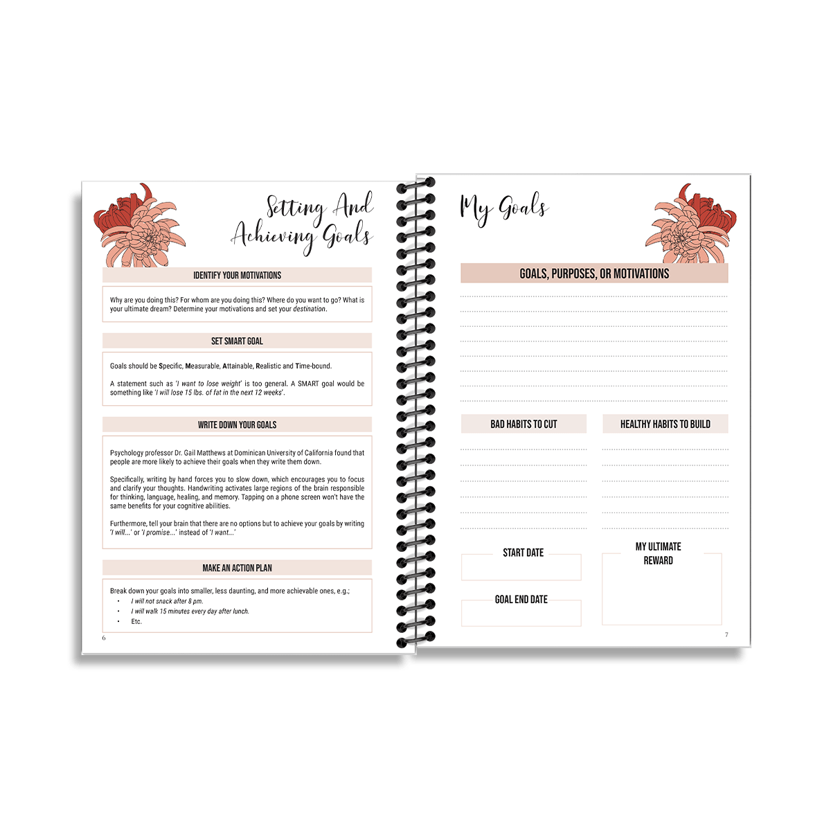 12-Week Fitness Planner and Journal (Chrysanthemum) - Image 2