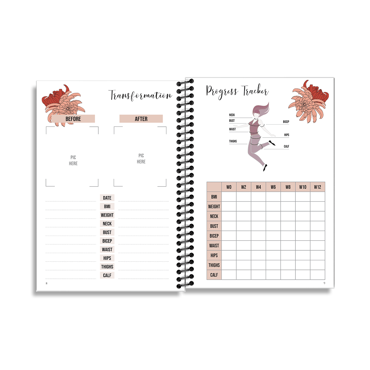 12-Week Fitness Planner and Journal (Chrysanthemum) - Image 3