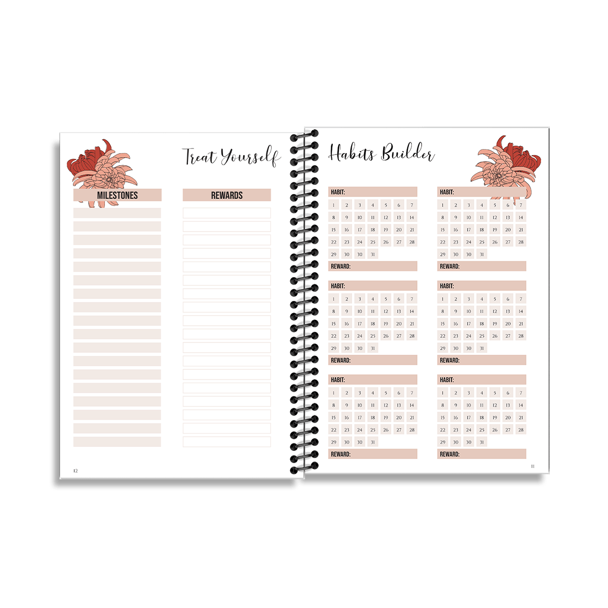 12-Week Fitness Planner and Journal (Chrysanthemum) - Image 4