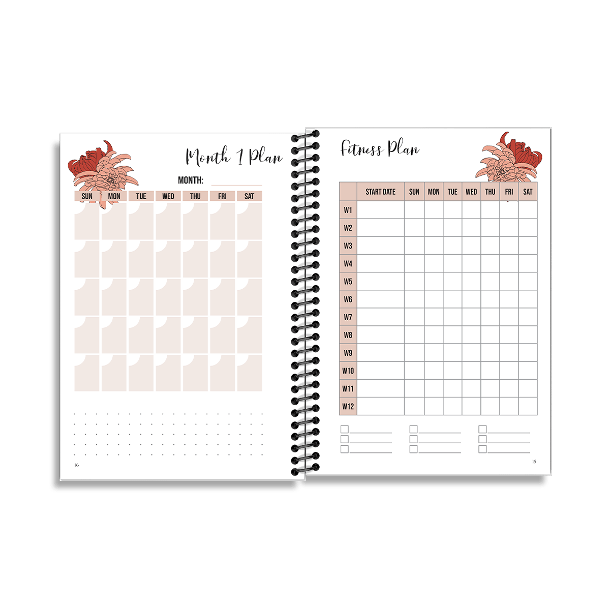 12-Week Fitness Planner and Journal (Chrysanthemum) - Image 5