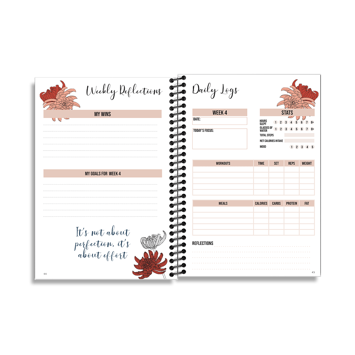 12-Week Fitness Planner and Journal (Chrysanthemum) - Image 6