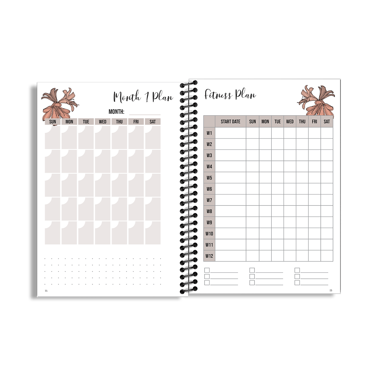 12-Week Fitness Planner and Journal (Clivia) - Image 5