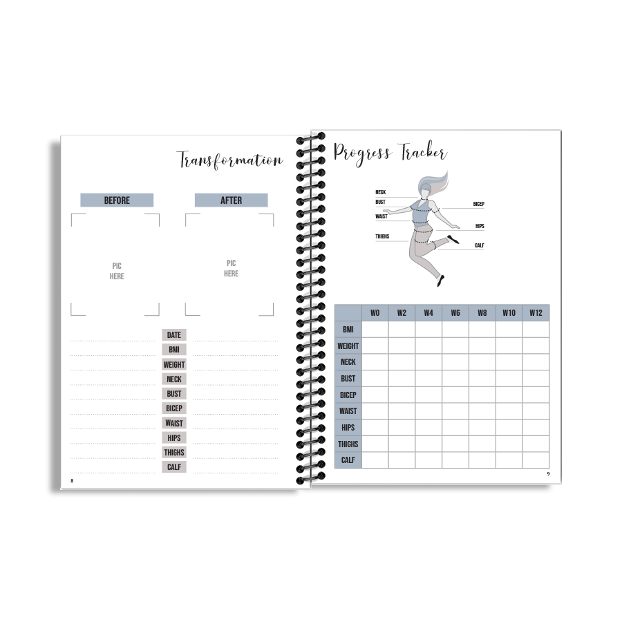 12-Week Fitness Planner and Journal (Blue) - Image 3