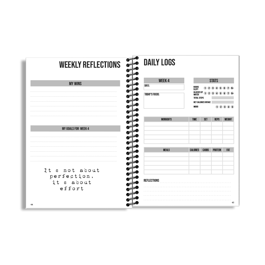 12-Week Fitness Planner and Journal (Black) - Image 6