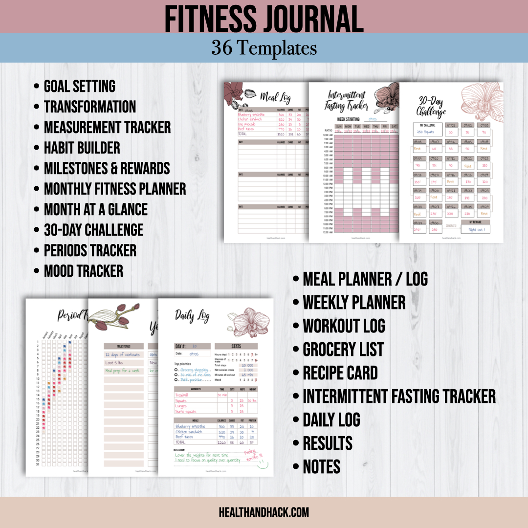 Printable Fitness Planner and Exercise Guide Bundle - Orchid - Image 3