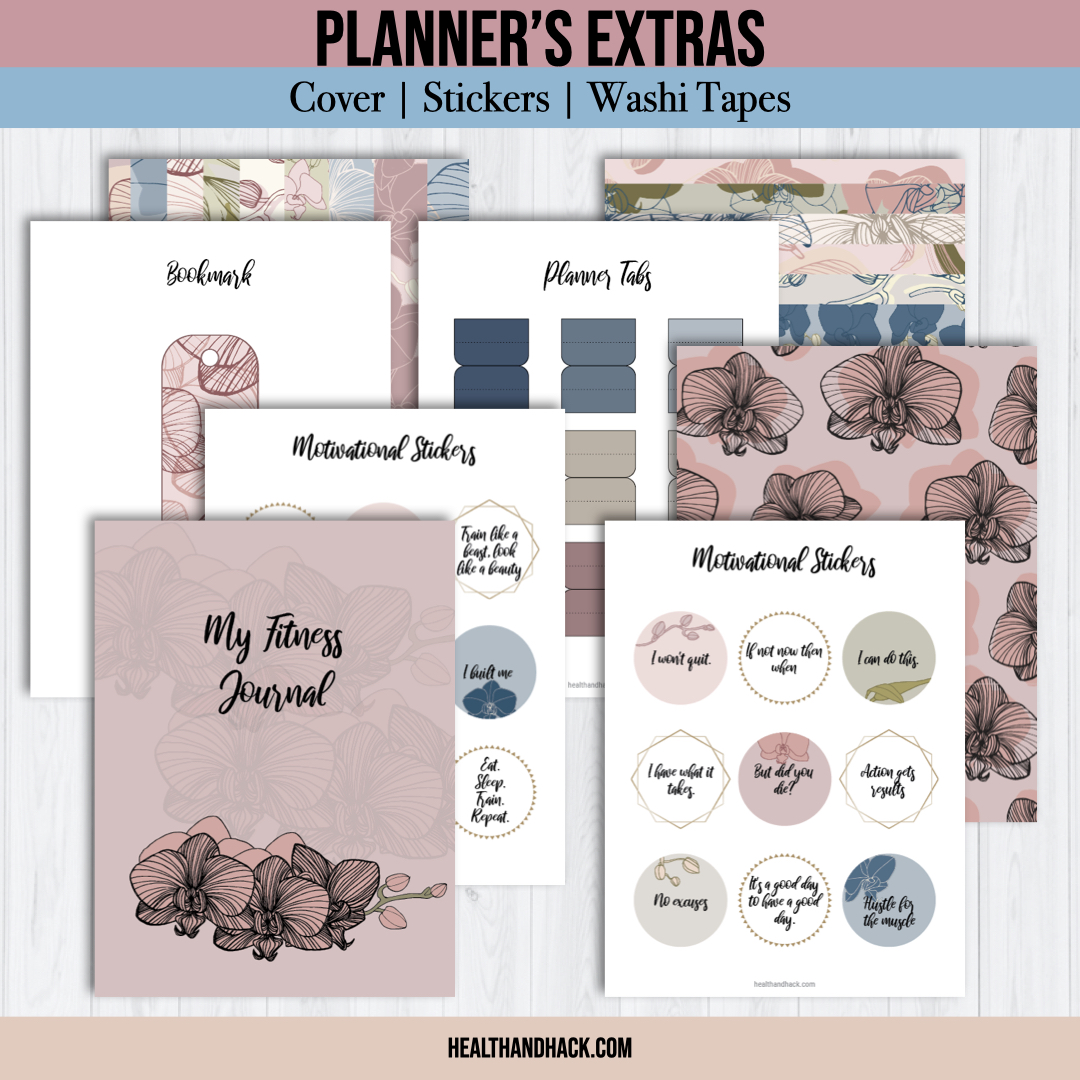 Printable Fitness Planner and Exercise Guide Bundle - Orchid - Image 6