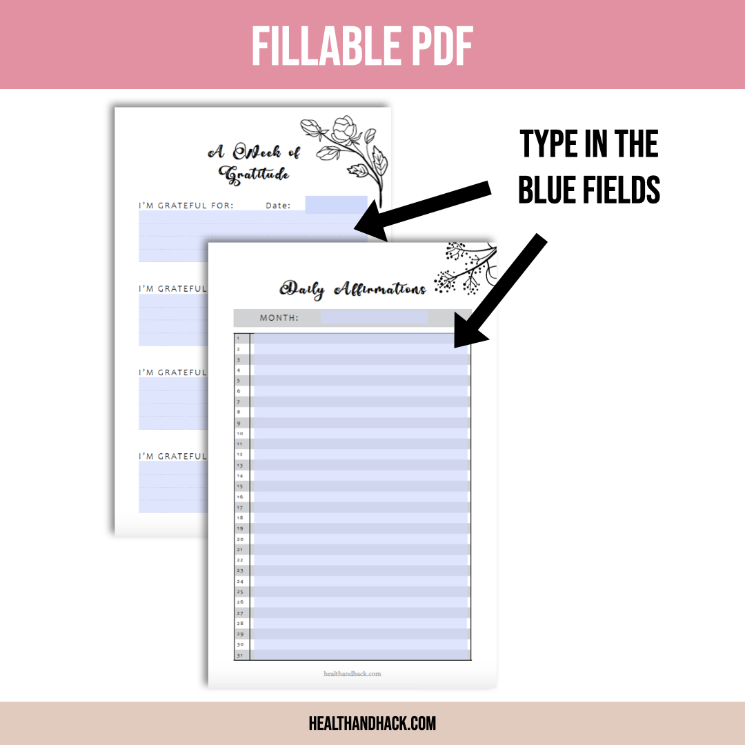 Printable Gratitude Journal - B&W Floral - Image 2