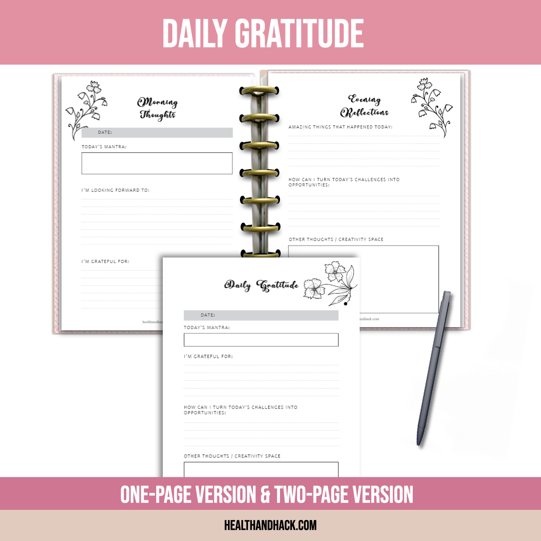 Printable Gratitude Journal - B&W Floral - Image 4