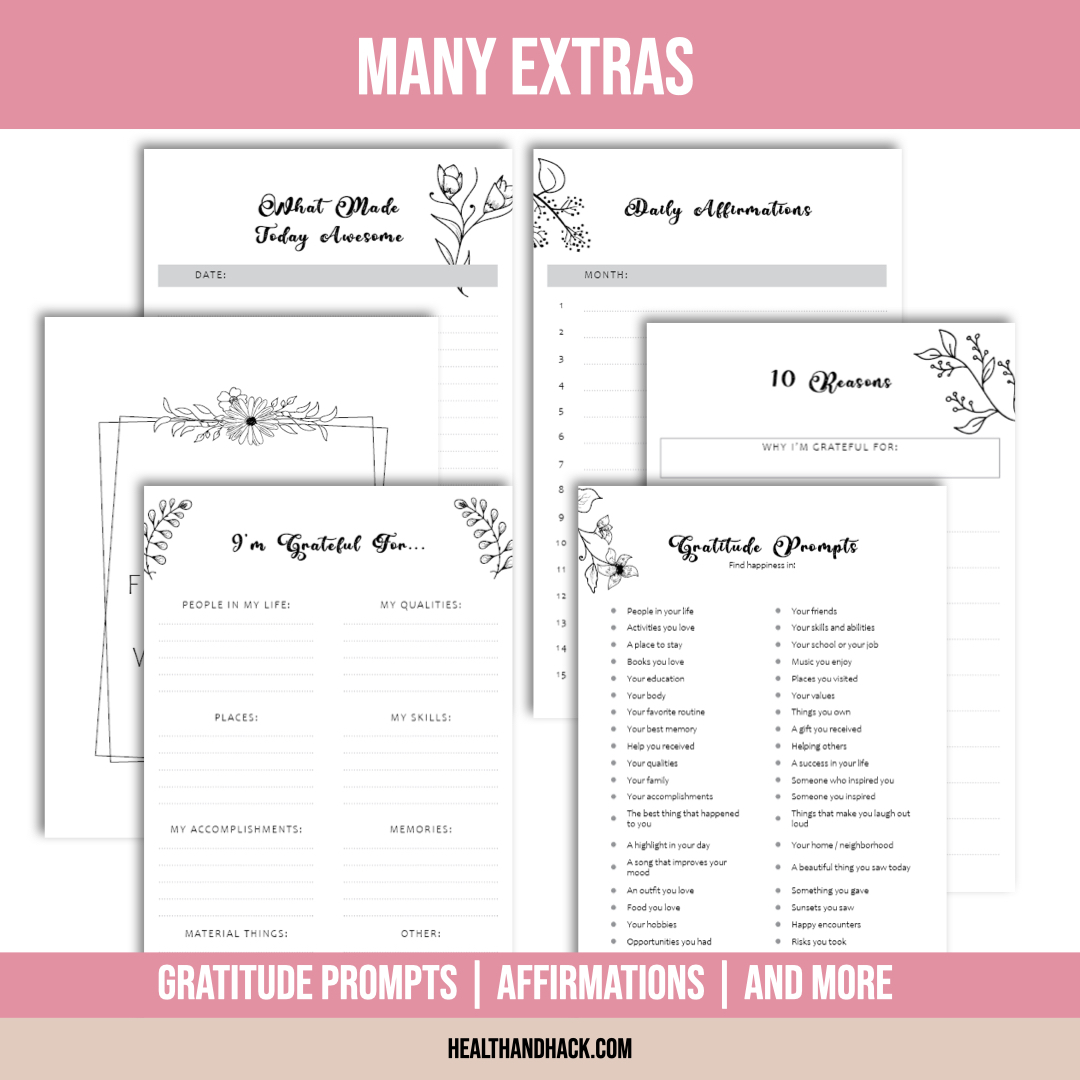 Printable Gratitude Journal - B&W Floral - Image 9