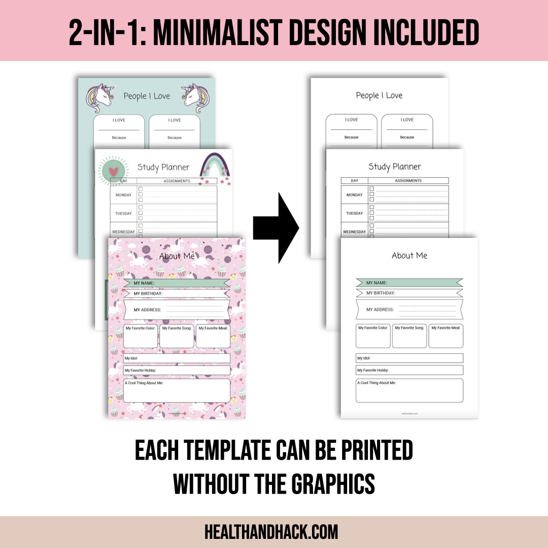 Printable Bullet Journal For Kids - Unicorns - Image 3