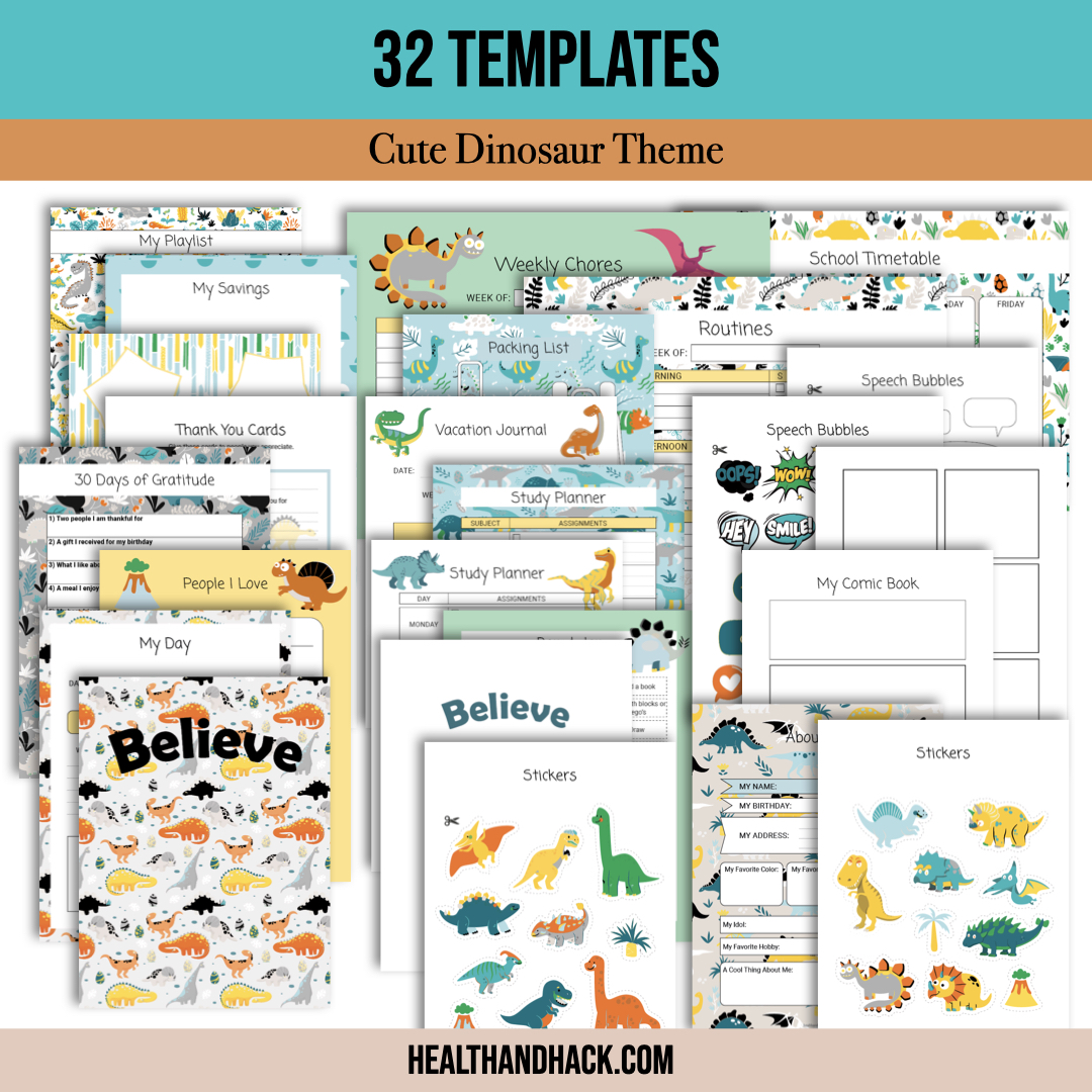 Printable Bullet Journal For Kids - Dinosaurs - Image 2