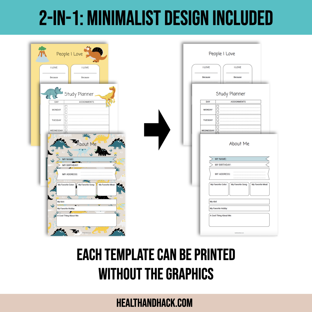 Printable Bullet Journal For Kids - Dinosaurs - Image 3