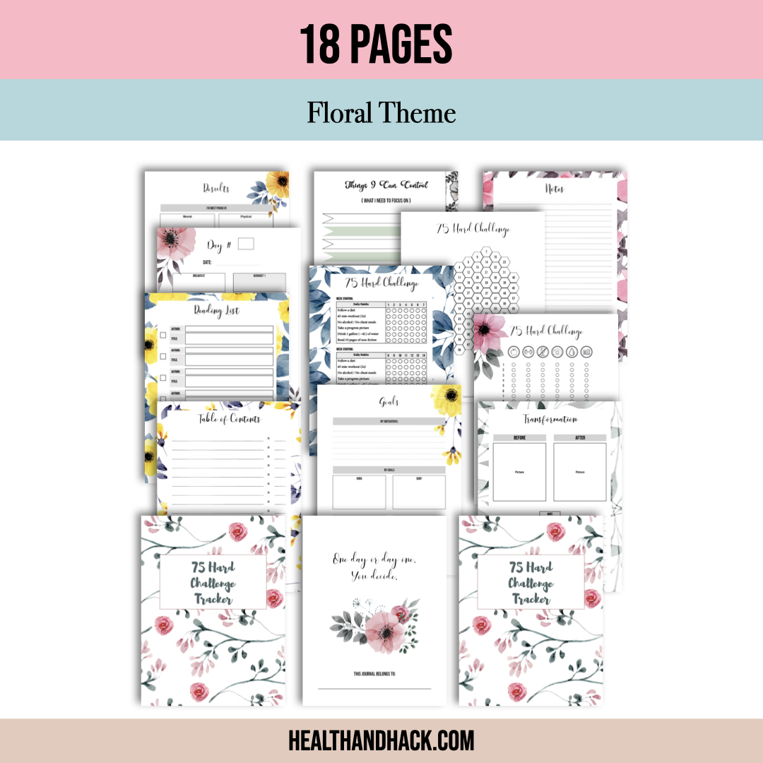 Printable 75-Day-Hard Challenge Tracker - Floral - Image 2