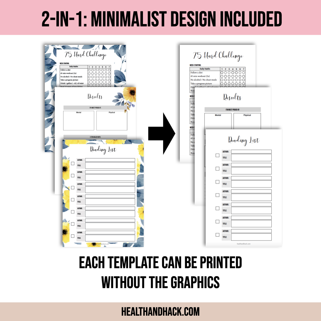 Printable 75-Day-Hard Challenge Tracker - Floral - Image 4
