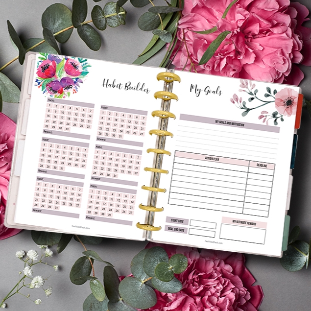 Printable Fitness Planner and Exercise Guide Bundle - Floral